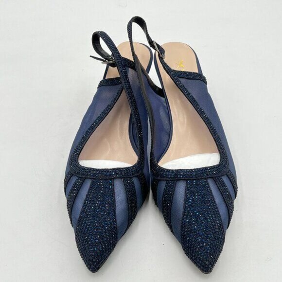 XYD Women Bridal Slingback Heels Pumps Closed Pointed Toe Slip On Mesh - Picture 2 of 8